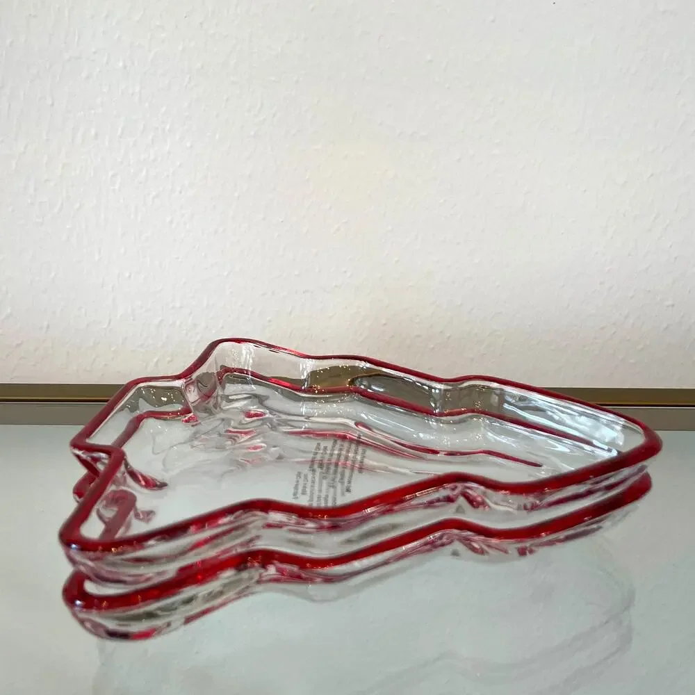 PEPPERMINT SQUARE Set Of 2 Figural Tree Appetizer Plates Holiday Home Decor New